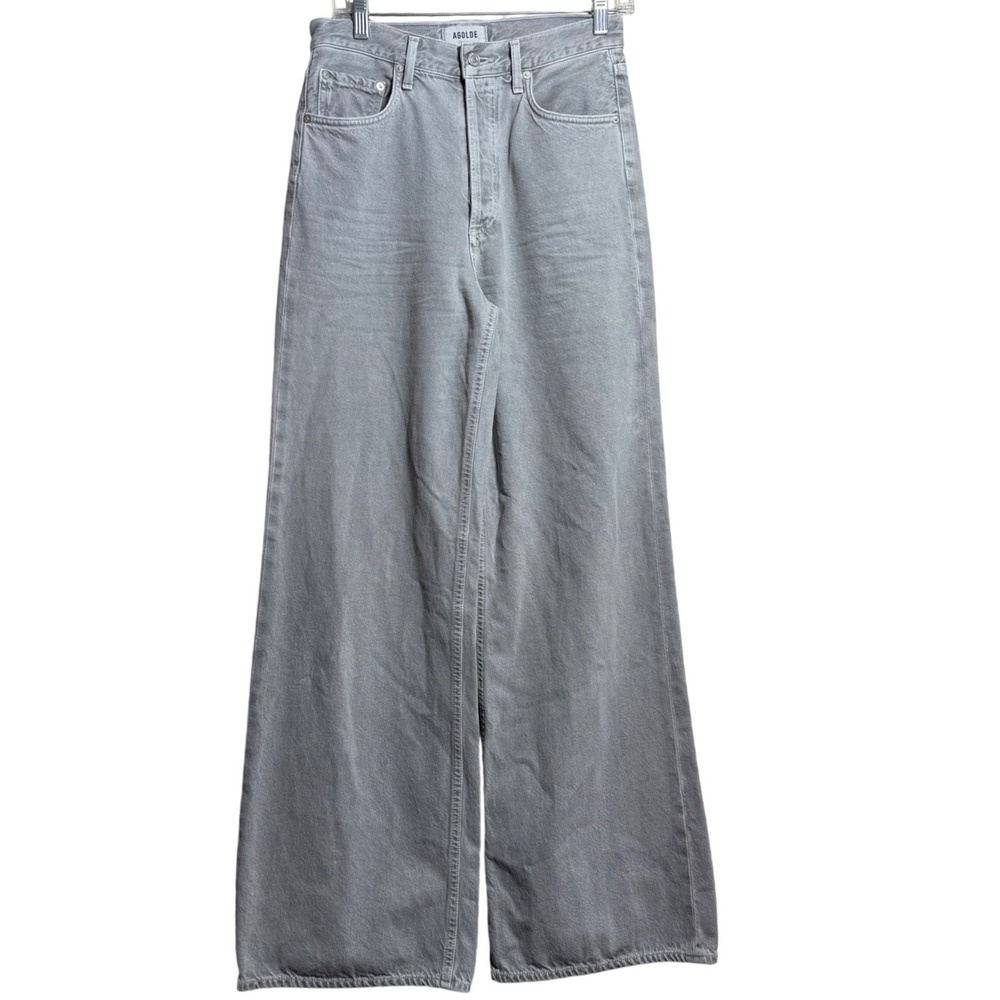 AGOLDE Dame High Rise Wide Leg Jeans Grey Size 25 A198-1183 Button Fly